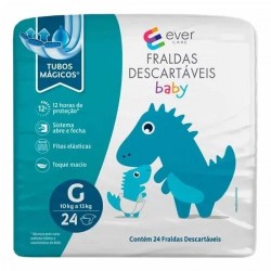 FRALDA DESCARTÁVEL EVER CARE BABY G 24 UNIDADES