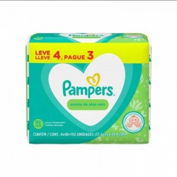 LENÇOS UMEDECIDOS PAMPERS AROMA DE ALOE VERA 192 UNIDADES